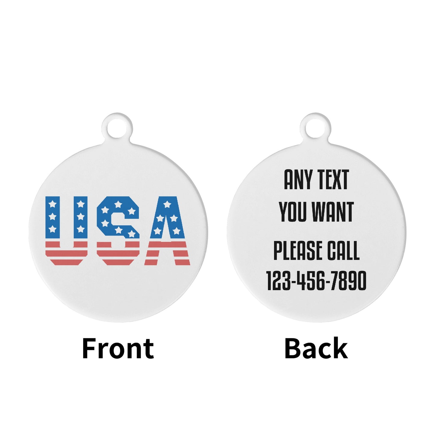 United States USA Personalized  Laser Metal Alloy Dog ID Tag