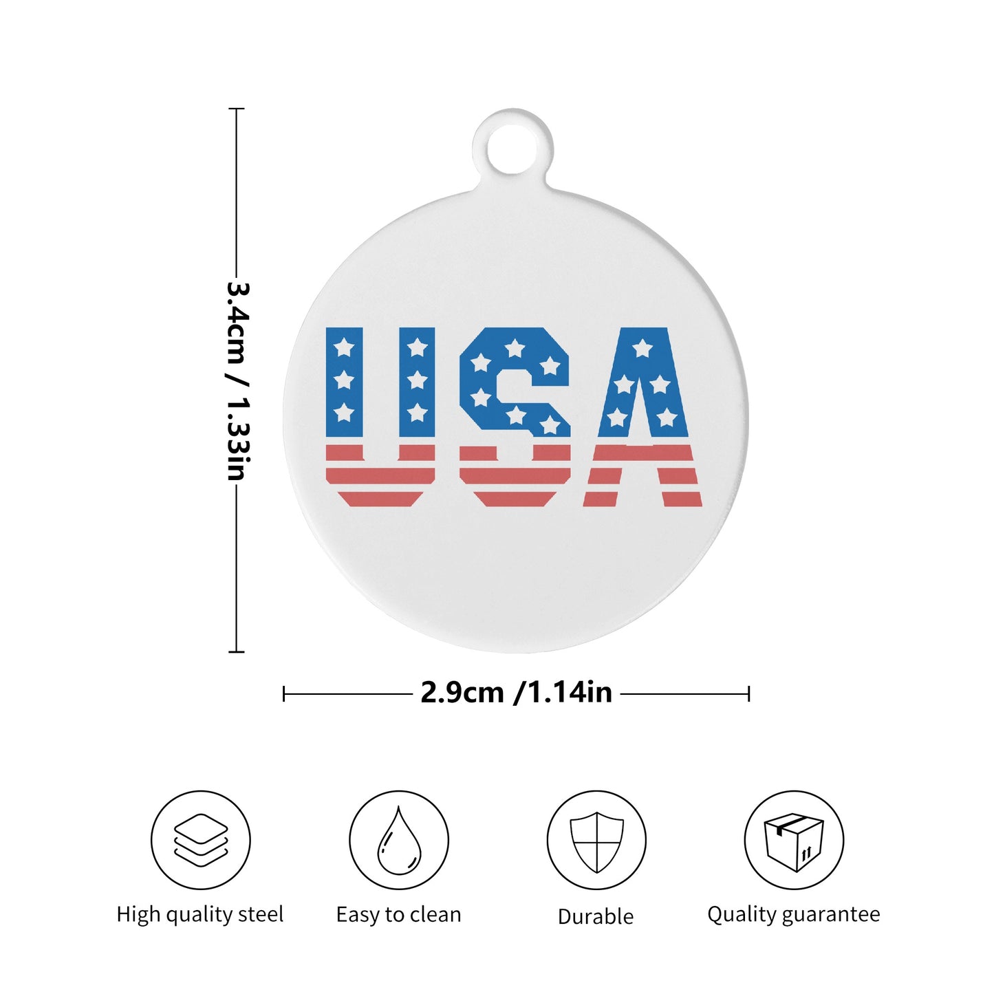 United States USA Personalized  Laser Metal Alloy Dog ID Tag