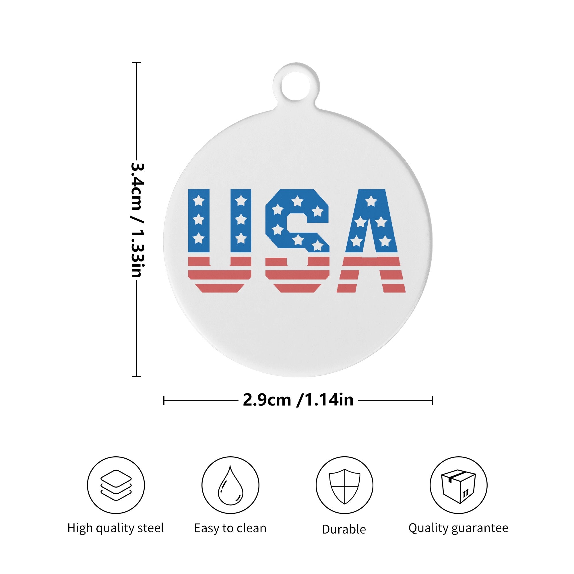 United States USA Personalized  Laser Metal Alloy Dog ID Tag