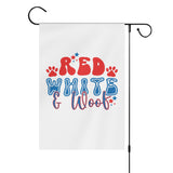Red White and Woof 4th of July Retro Satin Garden Flag Banner 12X18 In