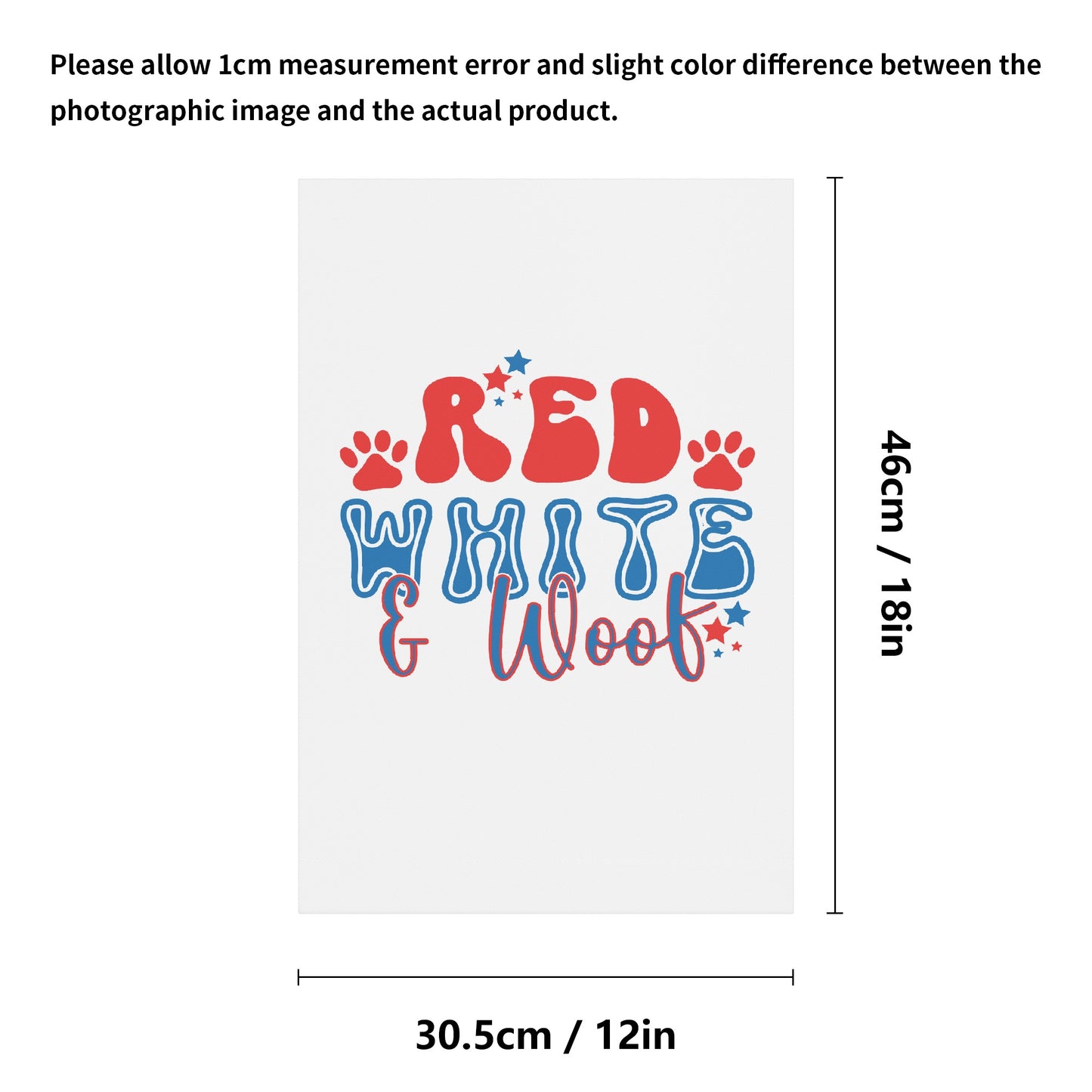 Red White and Woof 4th of July Retro Satin Garden Flag Banner 12X18 In