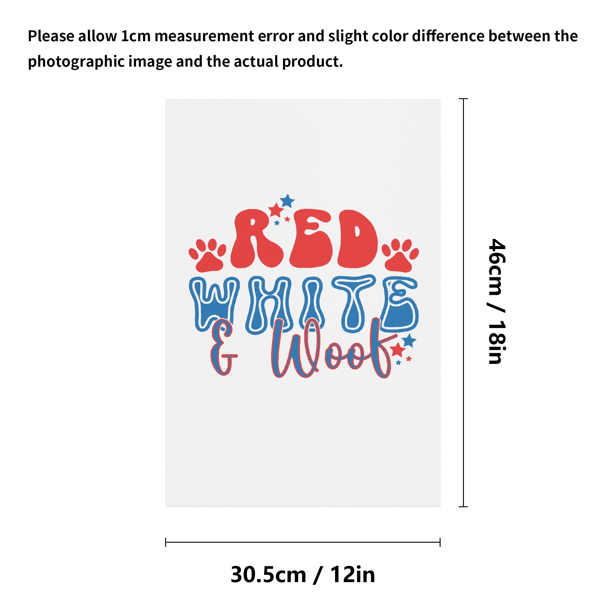Red White and Woof 4th of July Retro Satin Garden Flag Banner 12X18 In