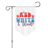 Red White and Woof 4th of July Retro Garden Flag Banner (Inverted-triangle) 12X18 In