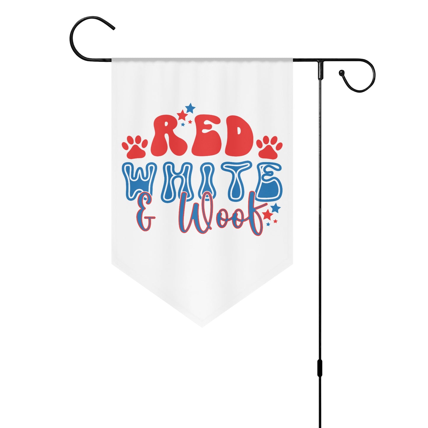 Red White and Woof 4th of July Retro Garden Flag Banner (Inverted-triangle) 12X18 In
