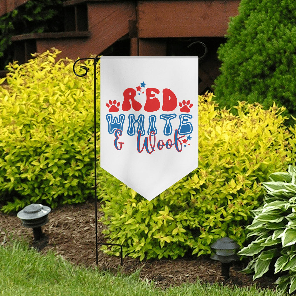 Red White and Woof 4th of July Retro Garden Flag Banner (Inverted-triangle) 12X18 In