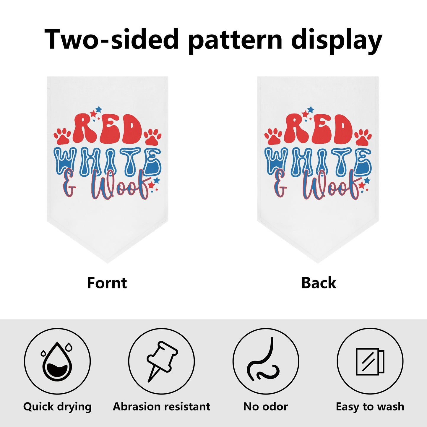 Red White and Woof 4th of July Retro Garden Flag Banner (Inverted-triangle) 12X18 In
