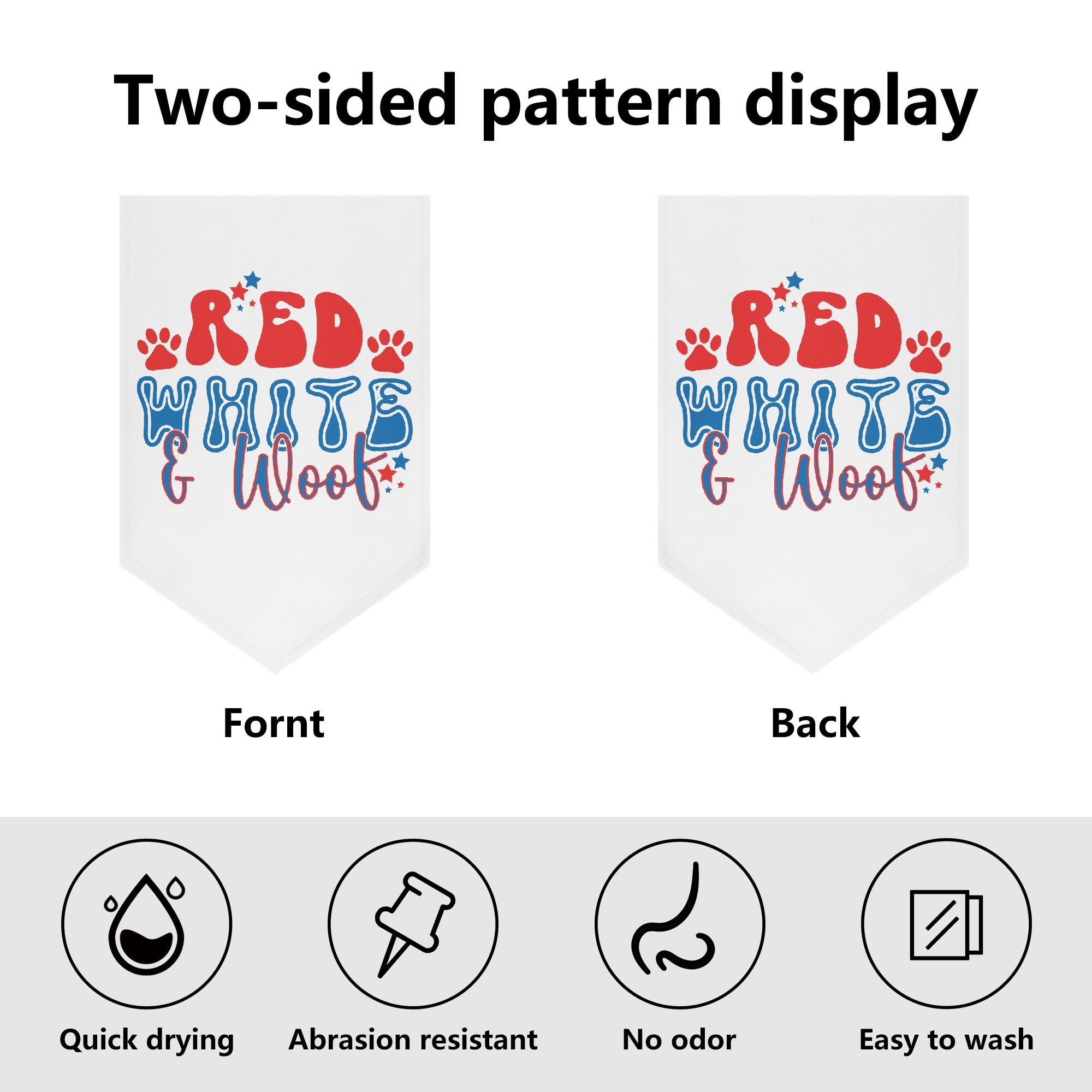 Red White and Woof 4th of July Retro Garden Flag Banner (Inverted-triangle) 12X18 In