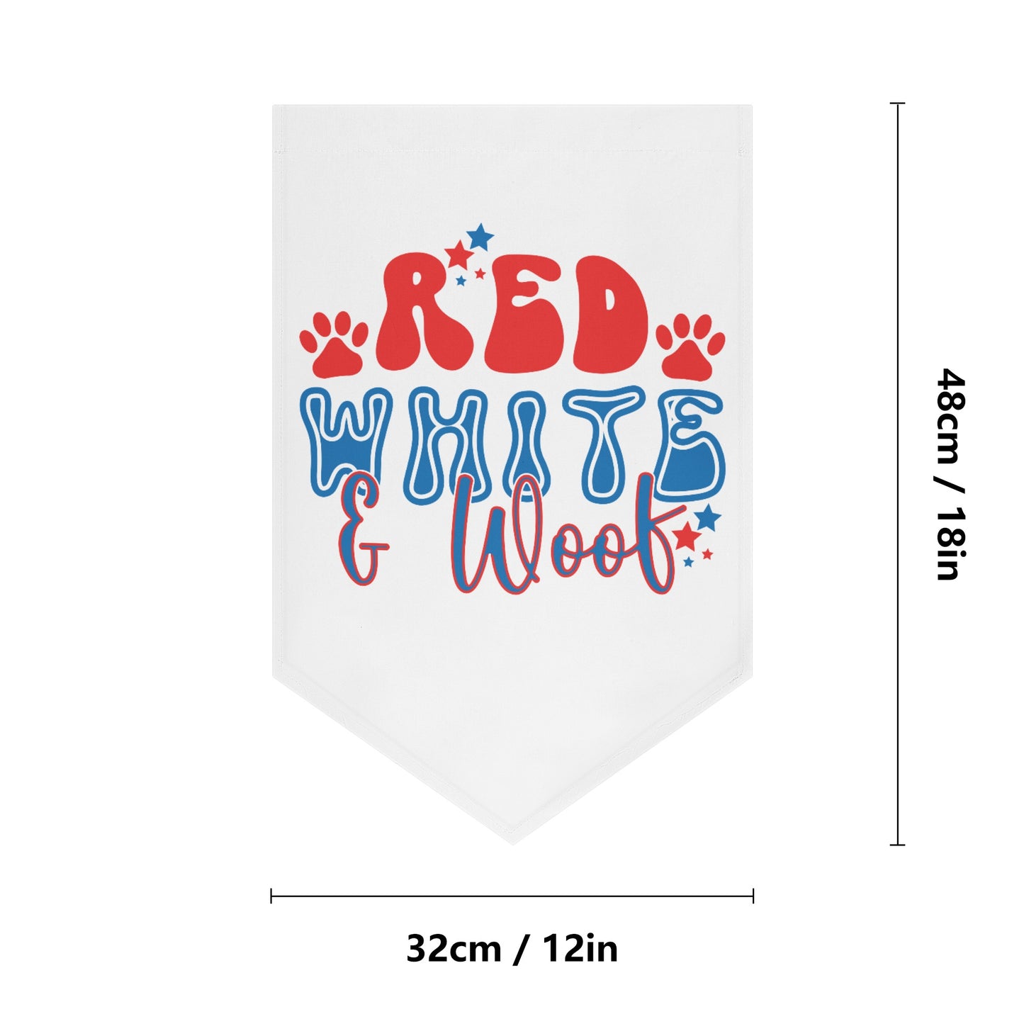 Red White and Woof 4th of July Retro Garden Flag Banner (Inverted-triangle) 12X18 In