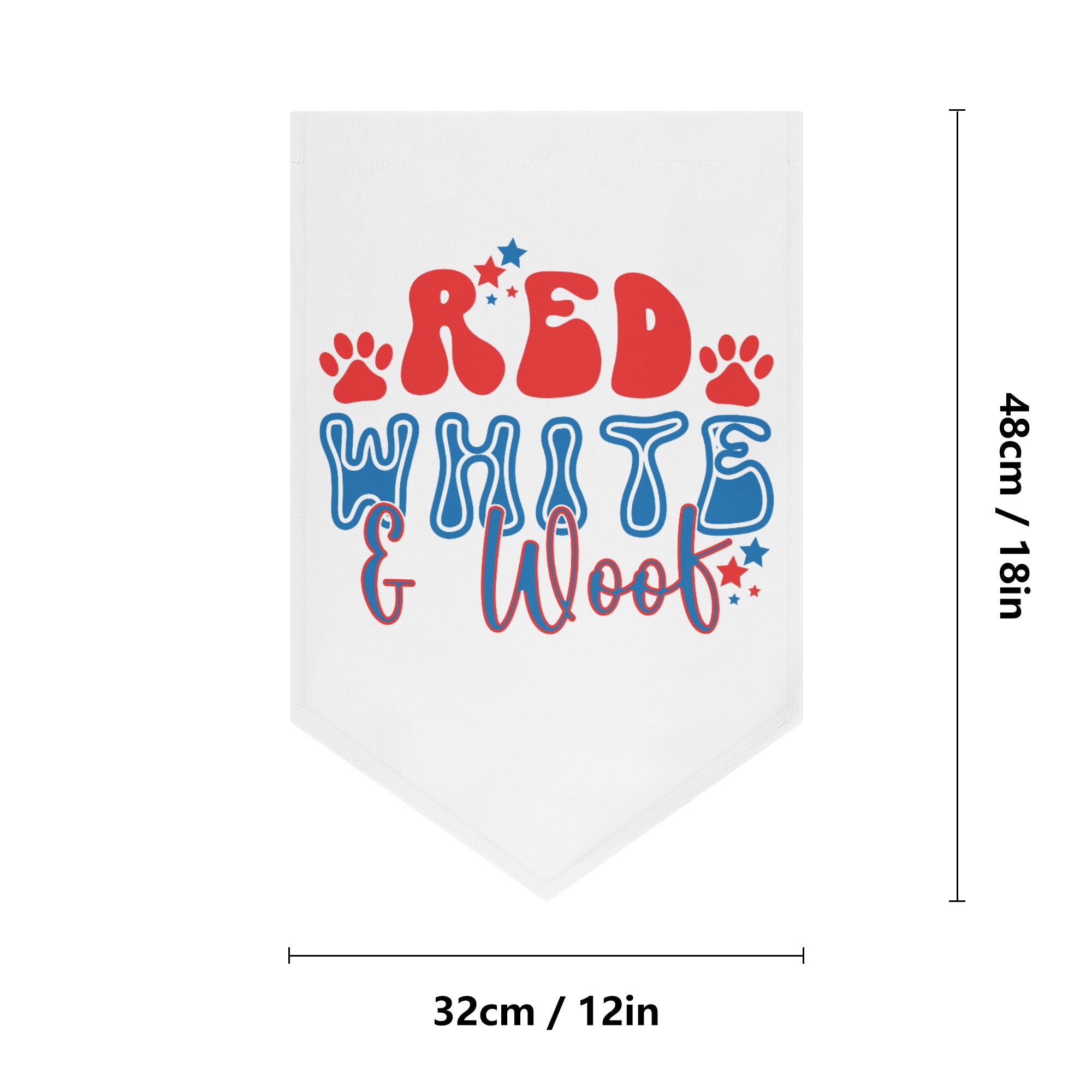 Red White and Woof 4th of July Retro Garden Flag Banner (Inverted-triangle) 12X18 In