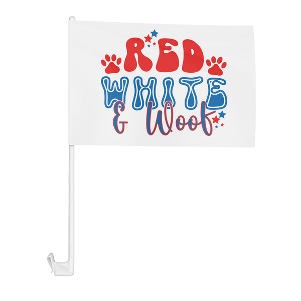 Red White and Woof 4th of July Retro Car Flag 12 x 18