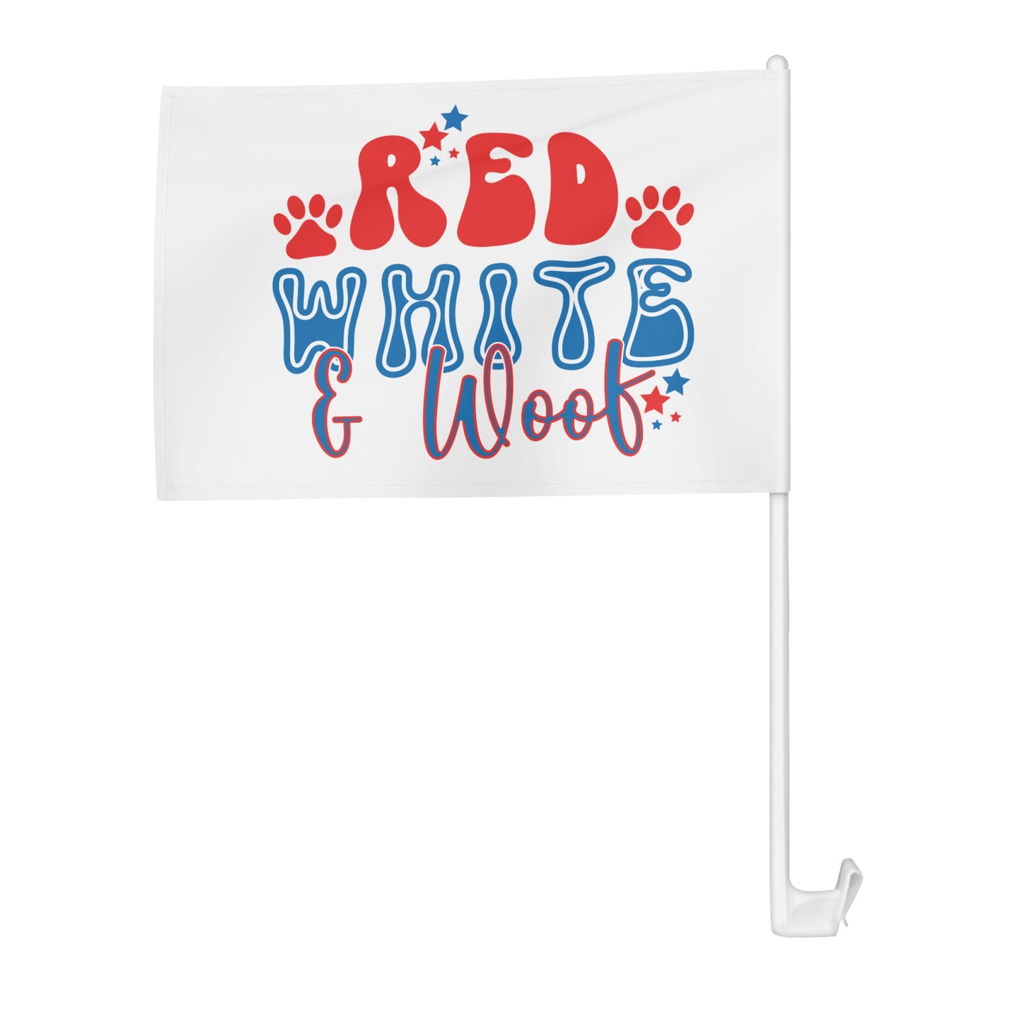 Red White and Woof 4th of July Retro Car Flag 12 x 18