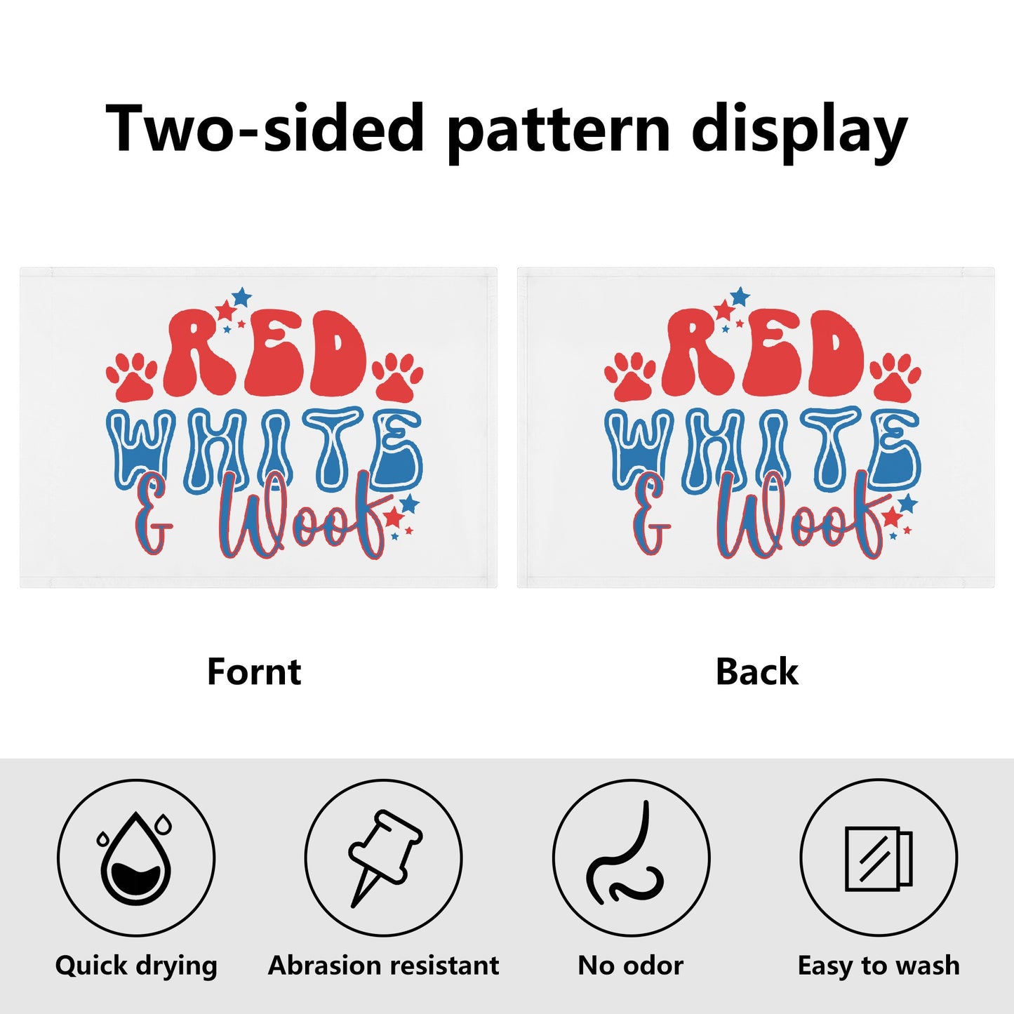 Red White and Woof 4th of July Retro Car Flag 12 x 18