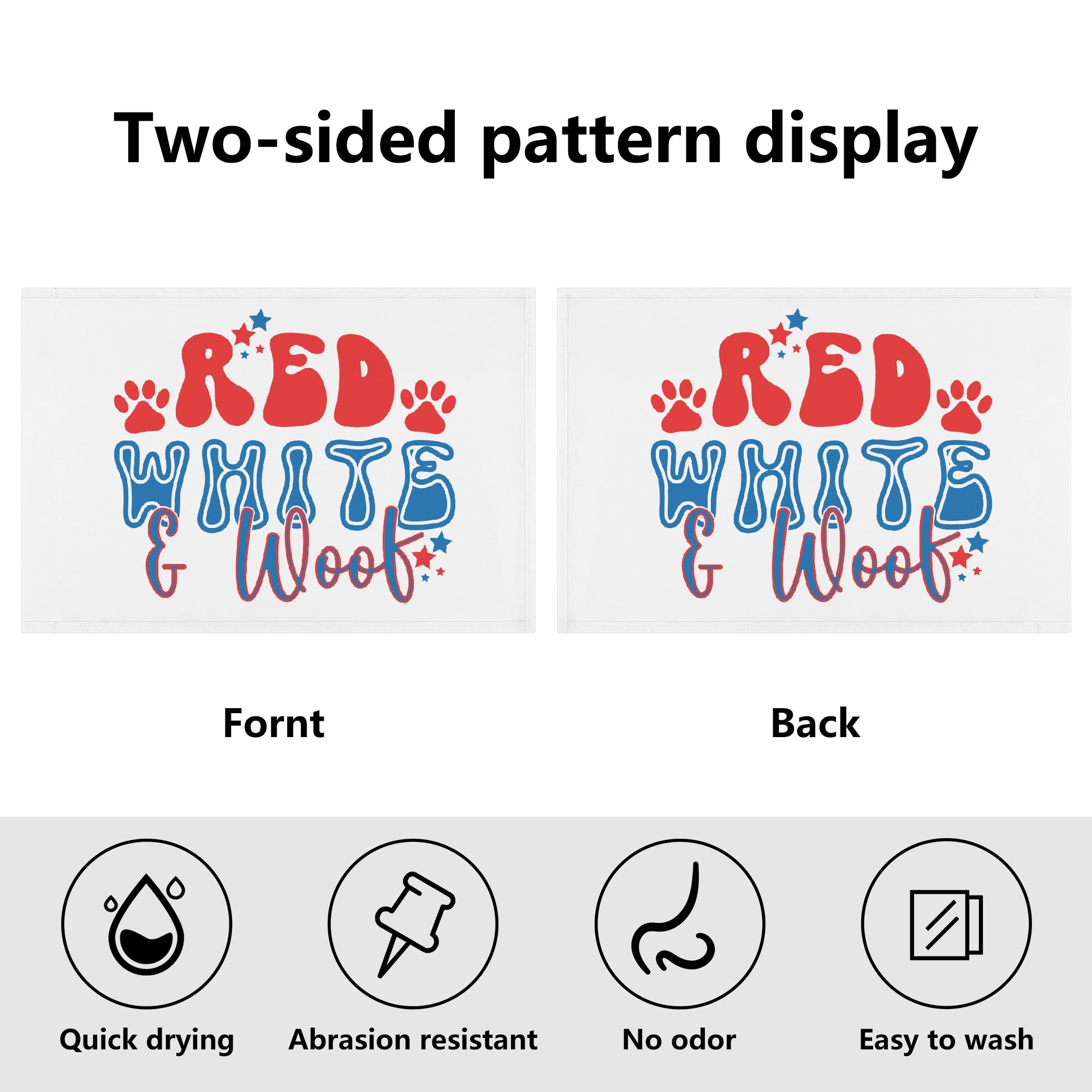 Red White and Woof 4th of July Retro Car Flag 12 x 18