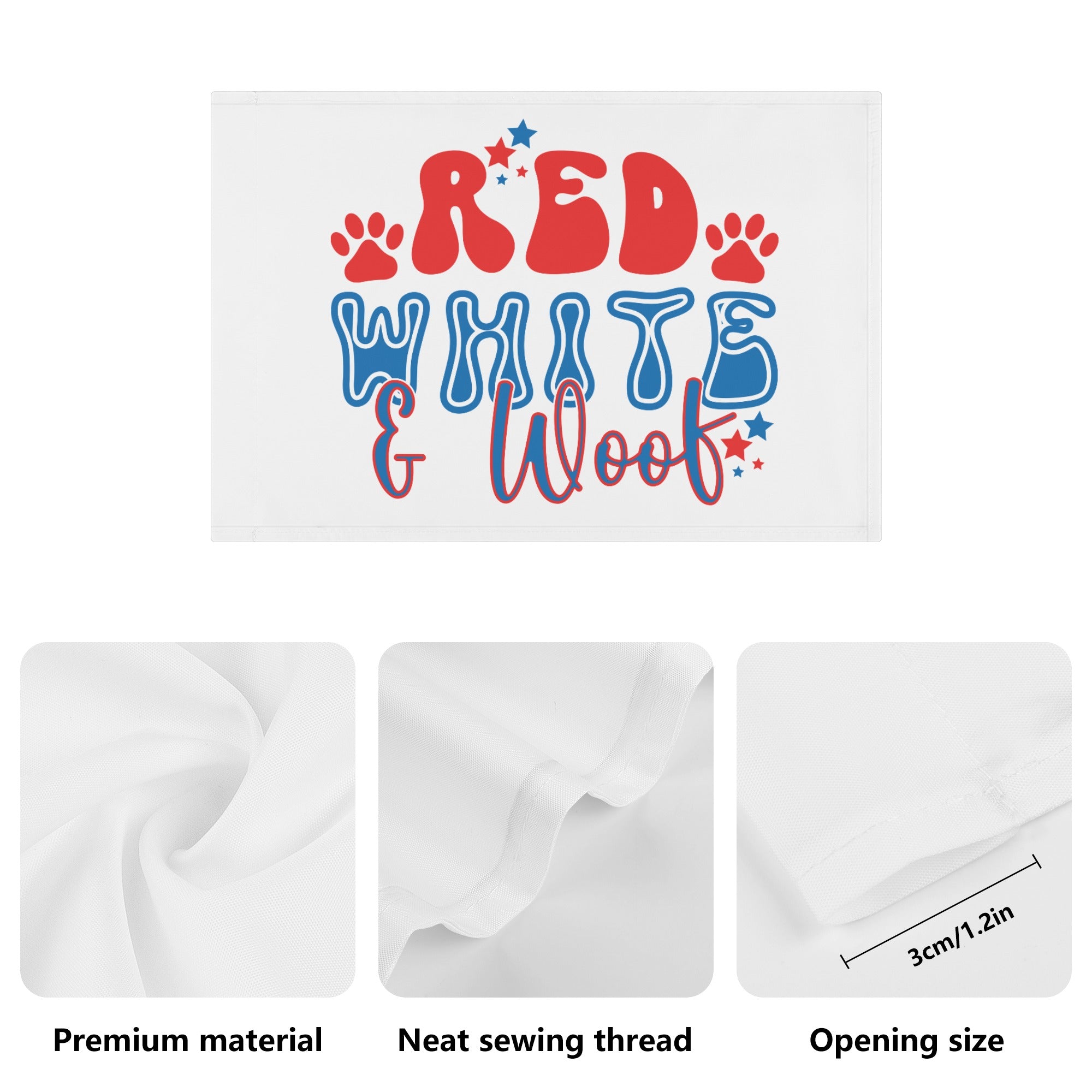 Red White and Woof 4th of July Retro Car Flag 12 x 18