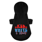 Red White and Woof 4th of July Retro 100% Cotton Dog Fleece Hoodie