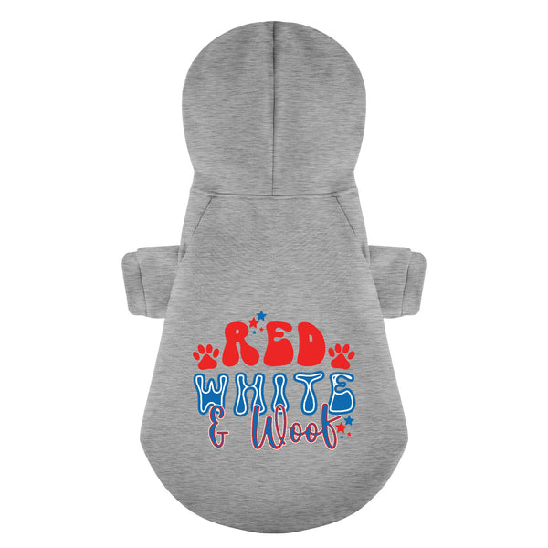 Red White and Woof 4th of July Retro 100% Cotton Dog Fleece Hoodie