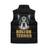 Boston Terrier Dog Sugar Skull Unisex Lightweight Zip Up Puffer Vest