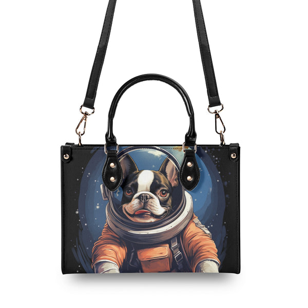 Astronaut Boston Terrier Dog Luxury Women PU Leather Handbag