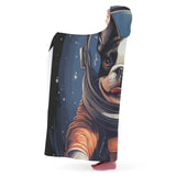 Astronaut Boston Terrier Dog Hooded Blanket for Adult and Kids