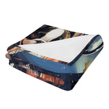 Astronaut Boston Terrier Dog Flannel Blanket