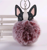Boston Terrier Feather Puff Keyring