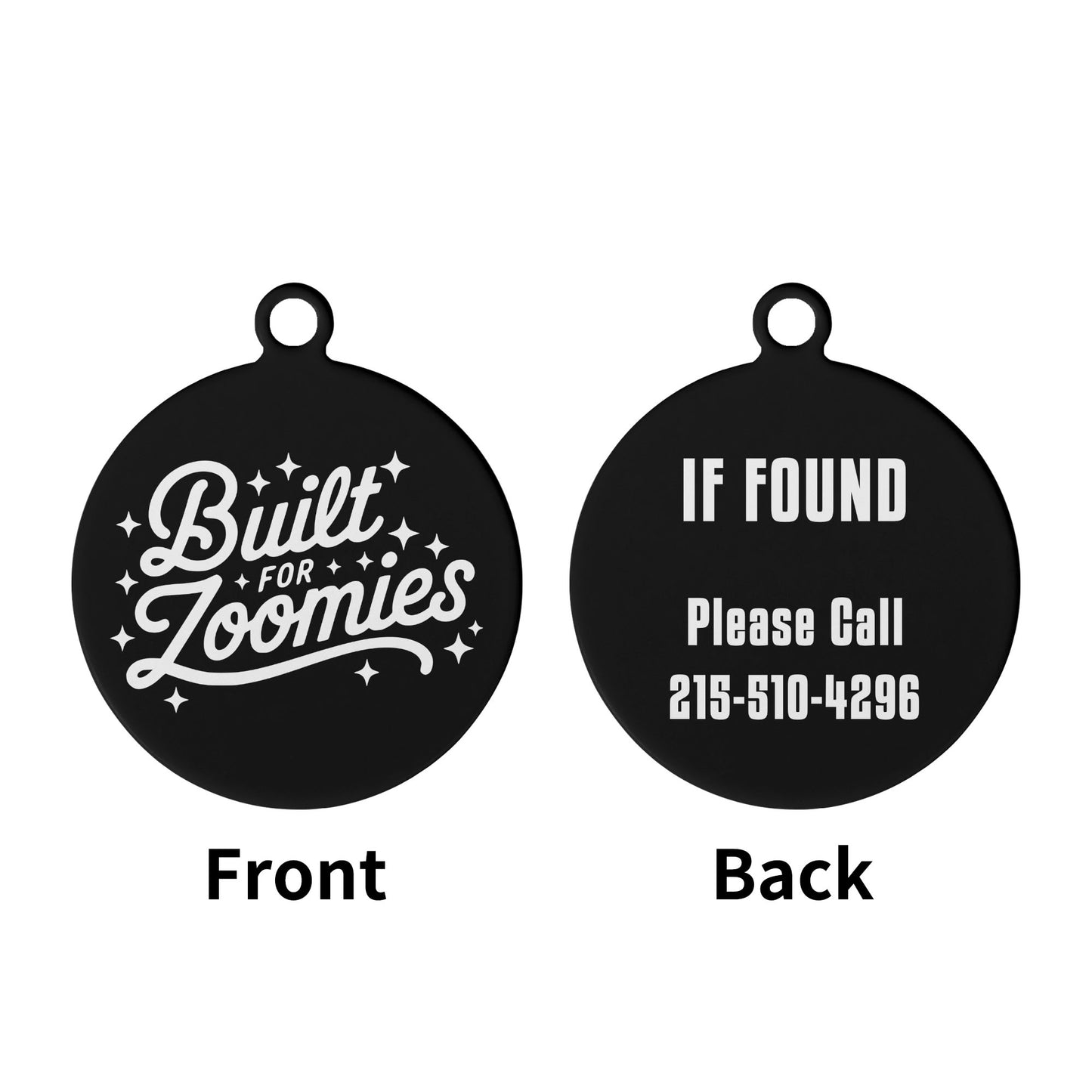 Built For Zoomies Custom Laser Metal Alloy Dog ID Tag .