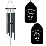 Personalized with Text, Dog Name and Paw Prints - Black Memorial Wind Chimes