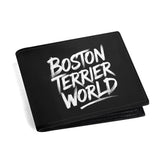 Boston Terrier World Mens Minimalist Top-Grain Leather Wallet