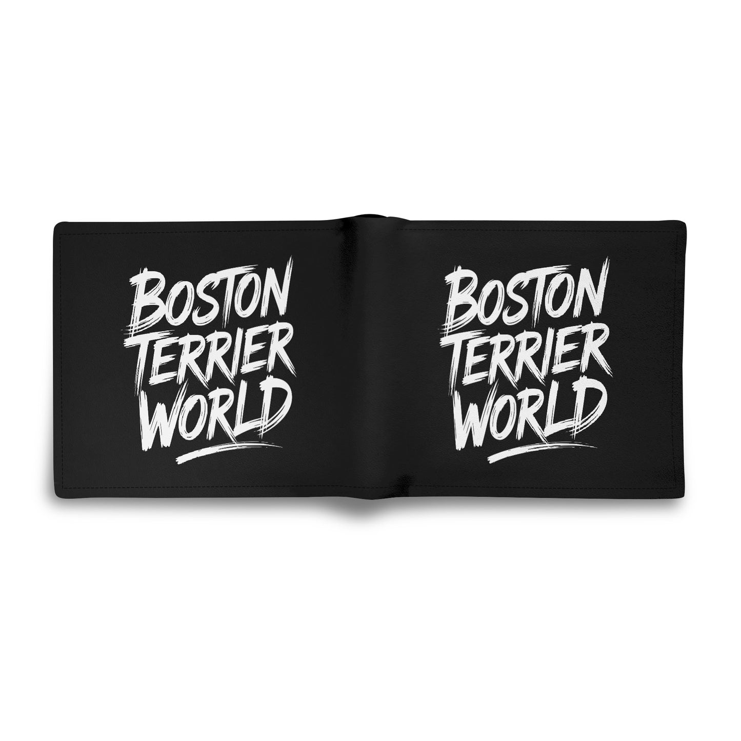 Boston Terrier World Mens Minimalist Top-Grain Leather Wallet