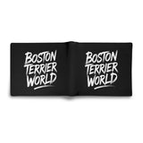 Boston Terrier World Mens Minimalist Top-Grain Leather Wallet