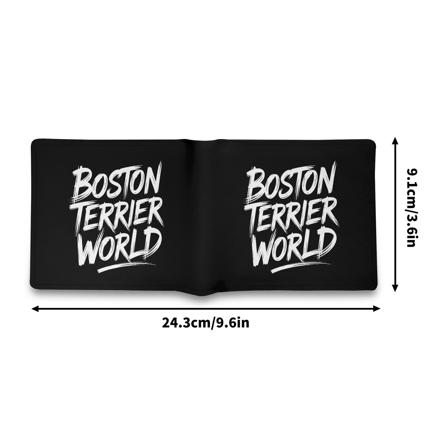 Boston Terrier World Mens Minimalist Top-Grain Leather Wallet