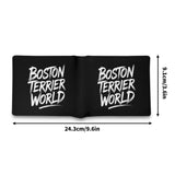 Boston Terrier World Mens Minimalist Top-Grain Leather Wallet