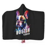 Boston Terrier Art Wearable Hooded Blanket for Adult