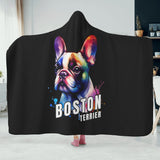 Boston Terrier Art Wearable Hooded Blanket for Adult