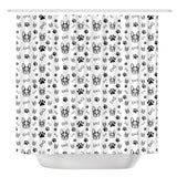 Boston Terrier Faces with Bones and Paws Shower Curtain