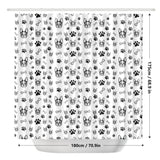Boston Terrier Faces with Bones and Paws Shower Curtain