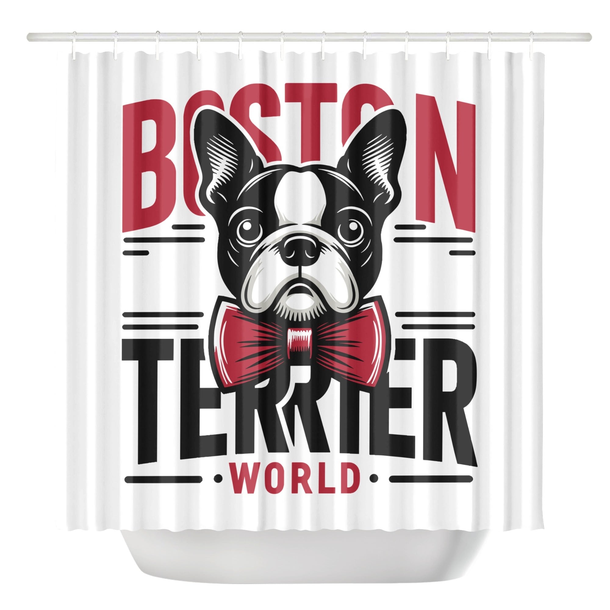 Boston Terrier World Shower Curtain