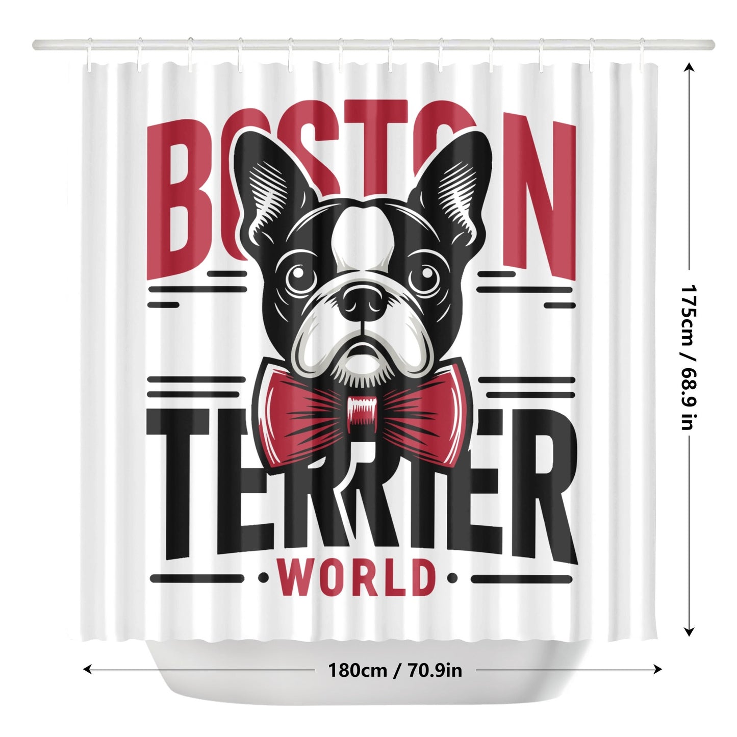 Boston Terrier World Shower Curtain