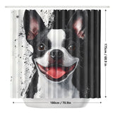 Black And White Boston Terrier Portrait Art Shower Curtain