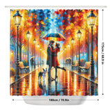 Rainy Embrace Couple with Boston Terrier Dog Shower Curtain