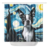 Starry Night - Boston Terrier Shower Curtain