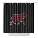 Black and Red Plaid Boston Terrier Silhouette Shower Curtain
