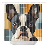 Modern Boston Terrier Art Shower Curtain