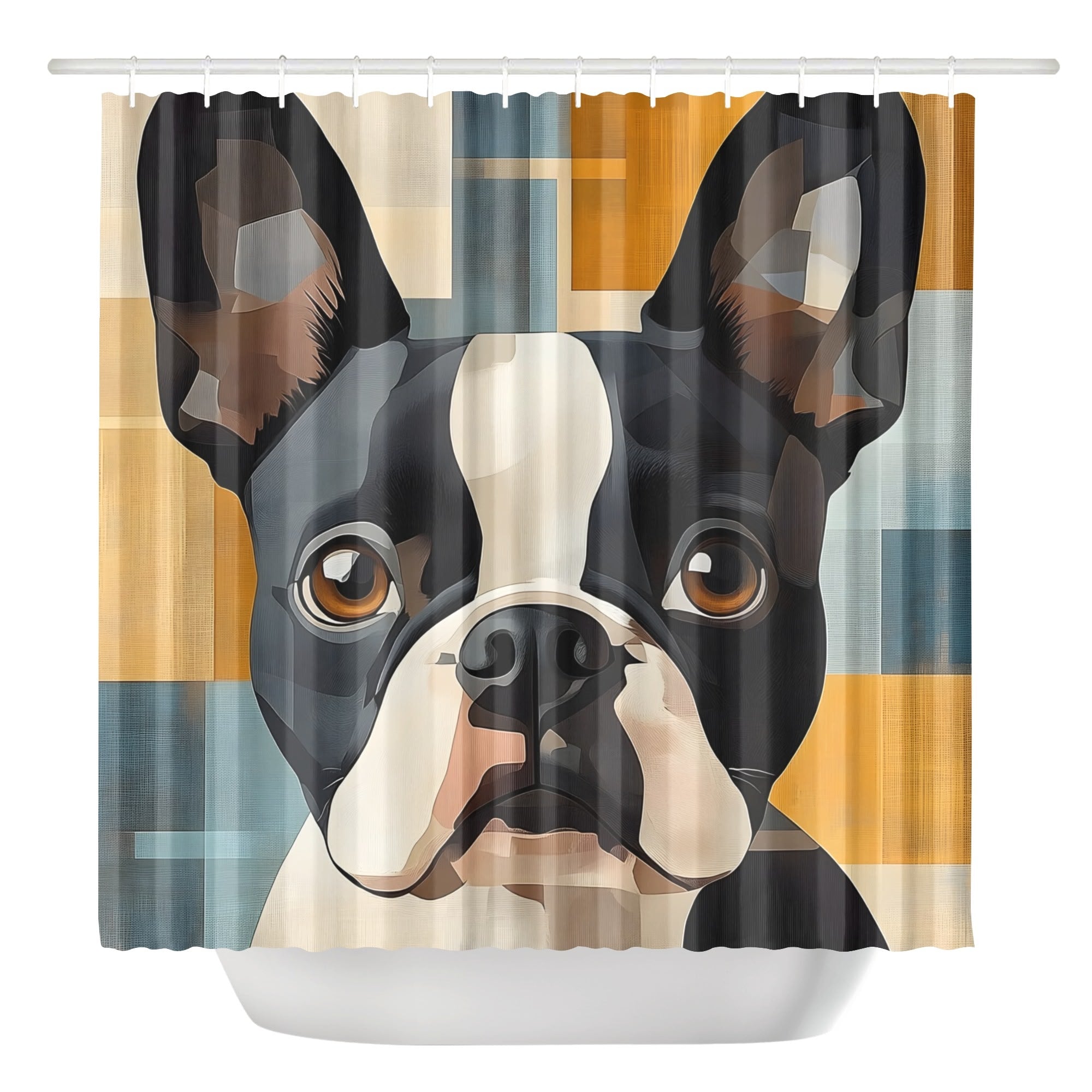 Modern Boston Terrier Art Shower Curtain