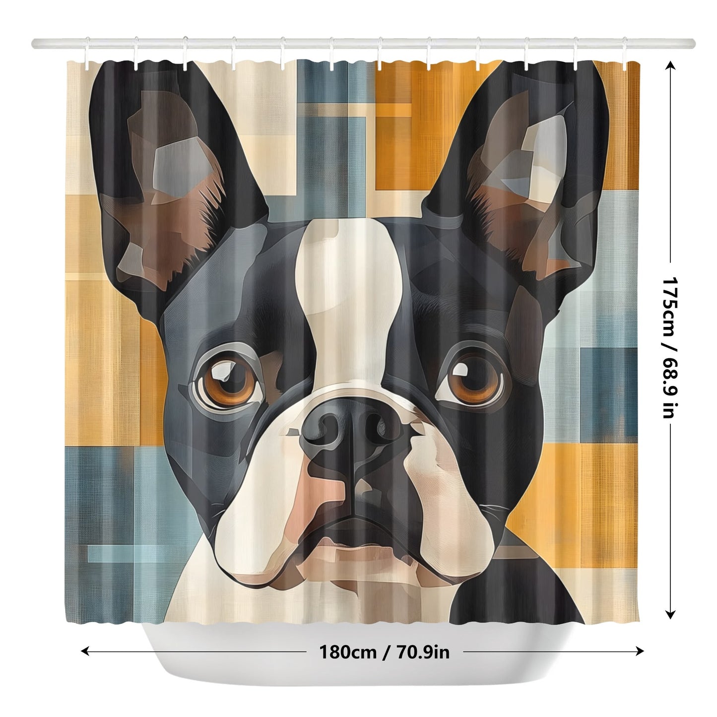 Modern Boston Terrier Art Shower Curtain