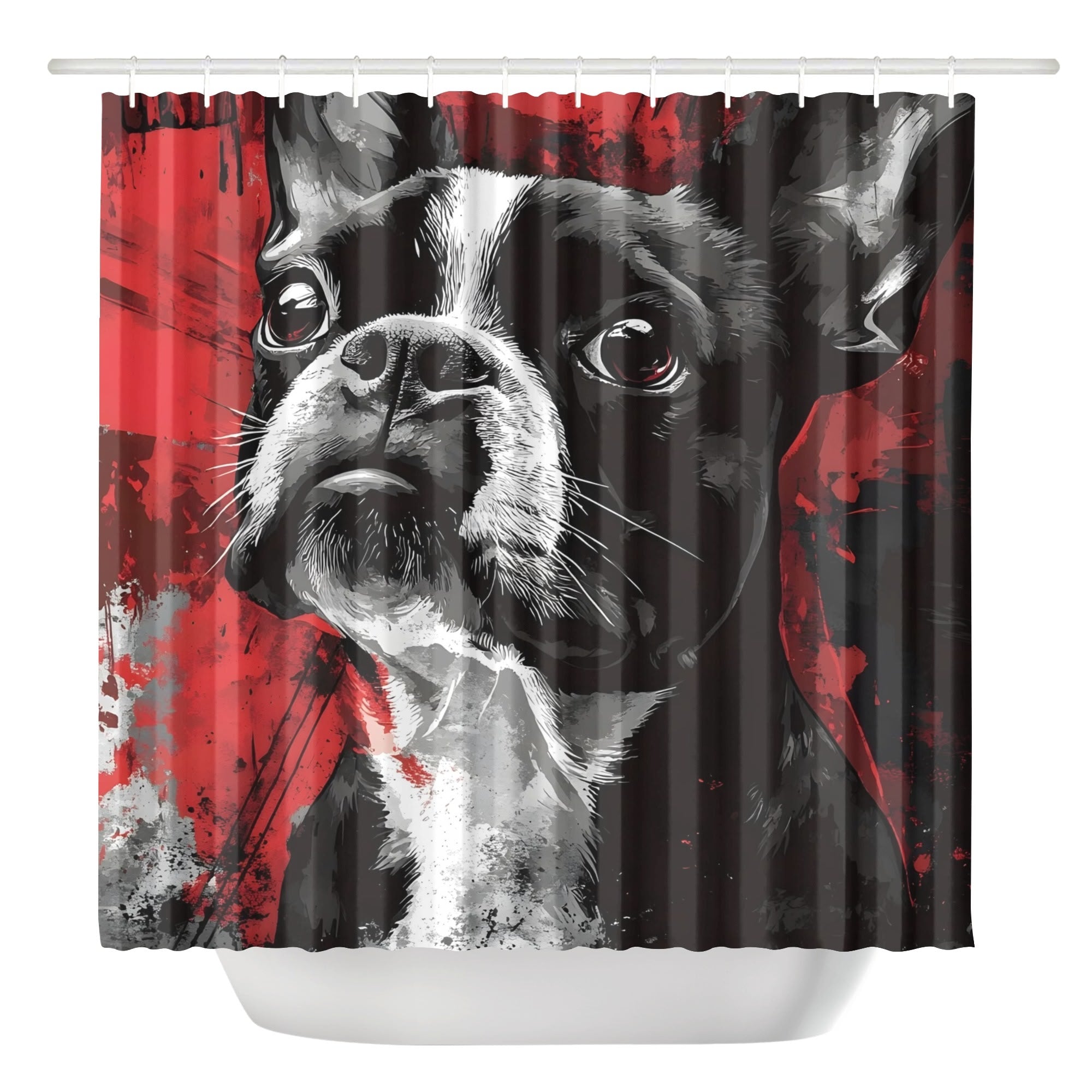 Grunge Boston Terrier Art Shower Curtain