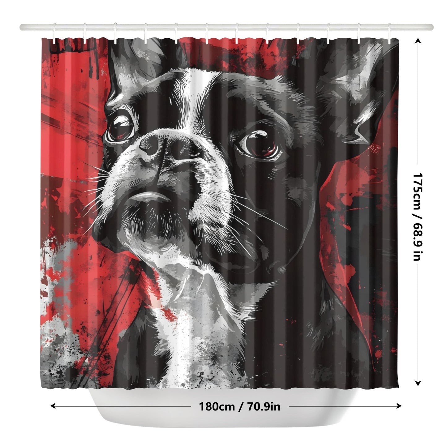 Grunge Boston Terrier Art Shower Curtain