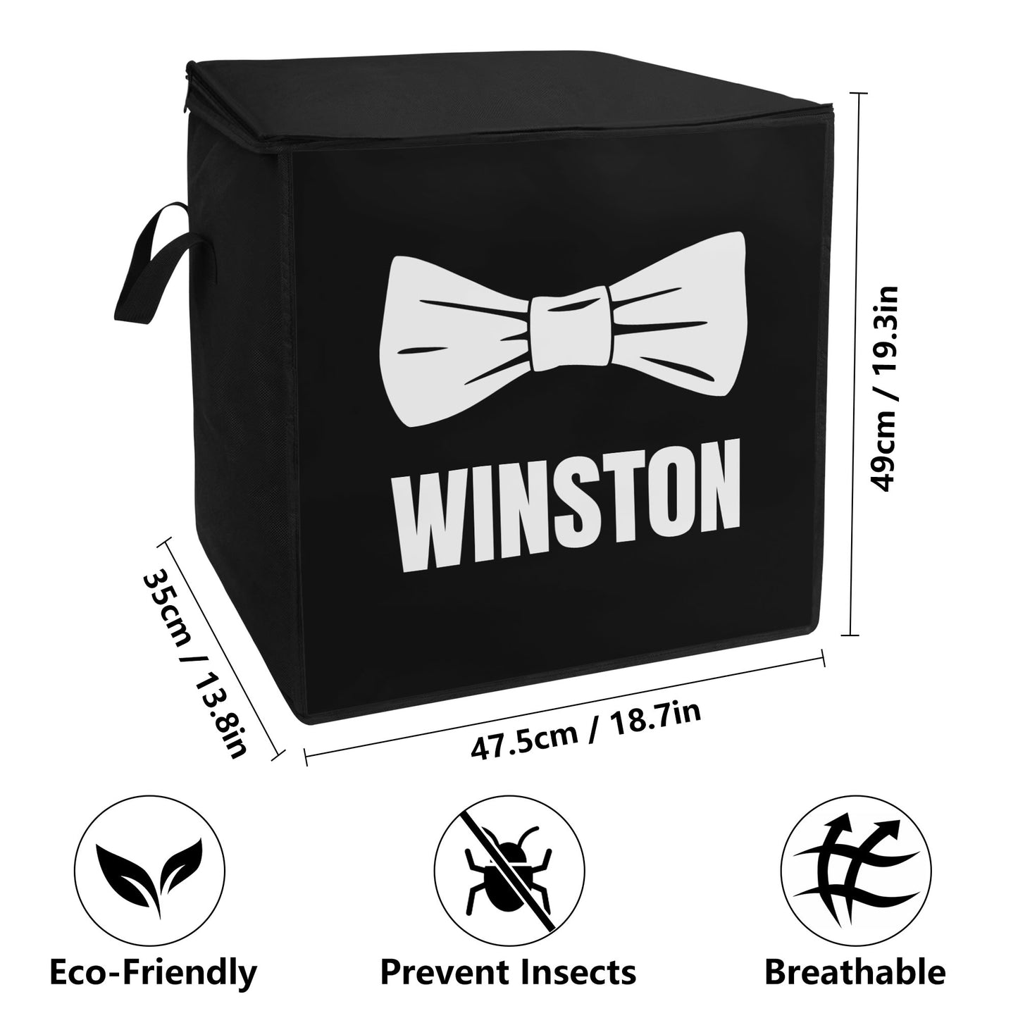 Custom Dog Name with Bowtie Storage Box Bag