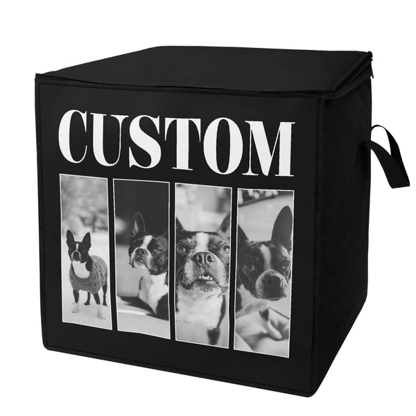 Custom Vintage Dog Photos Storage Box Bag