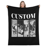 Custom Vintage Dog Name and Photos Flannel Blanket